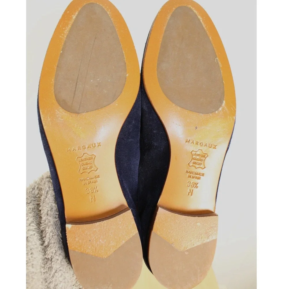 Margaux The Penny Navy Suede Loafers Handmade Size 38 1/2N - Picture 8 of 8